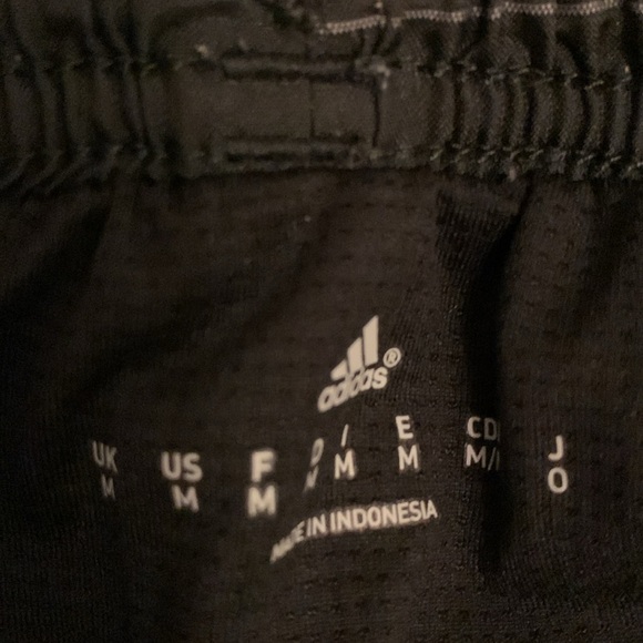 adidas Black & with White Pin Stripes Swim Trunks Size M  #334 - Picture 4 of 8